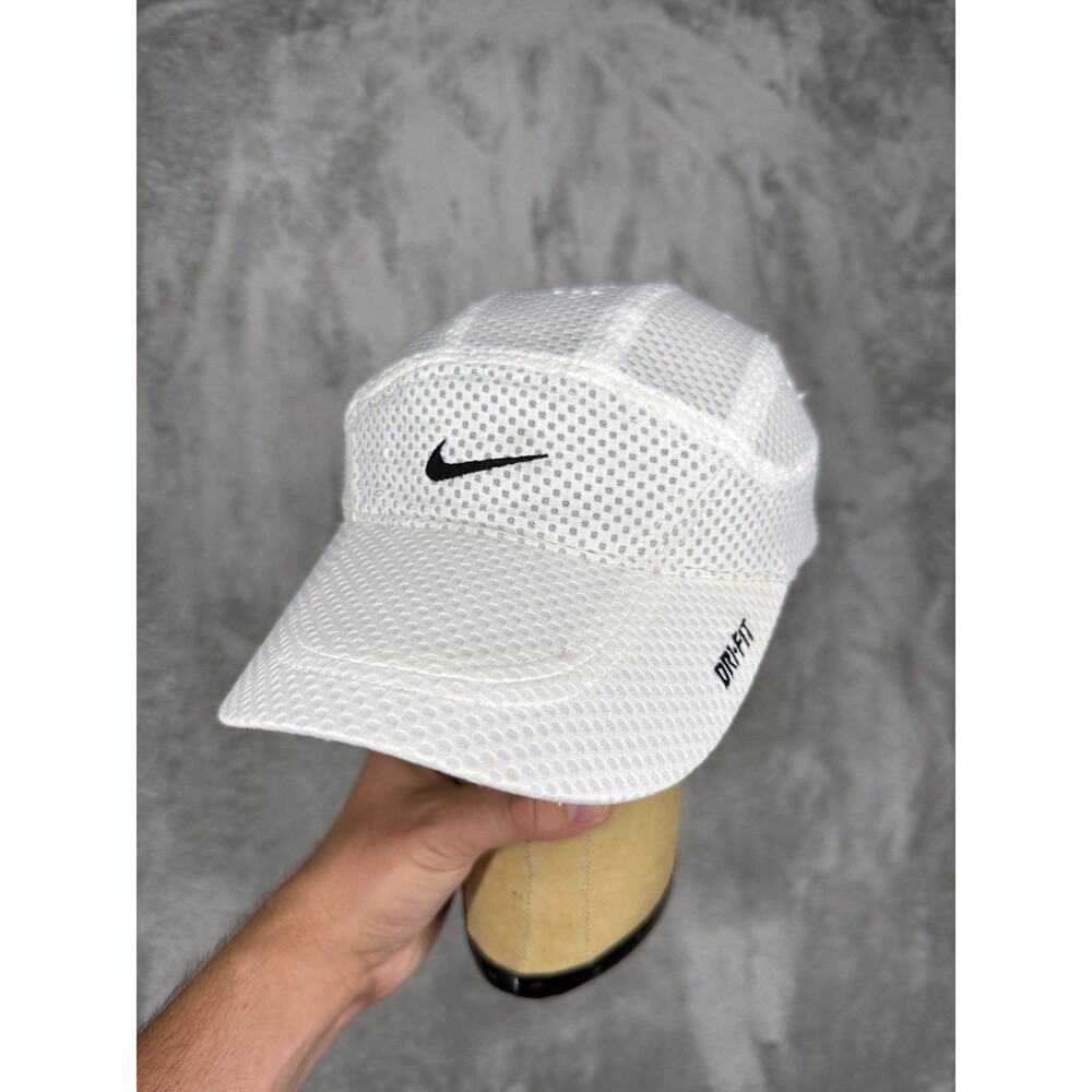 Vintage Nike 7-Panel Tailwind White Mesh Strapback Adjustable Hat Cap Running